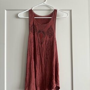 American Eagle Outfitters Burgundy Tank Top with Intricate Patterns